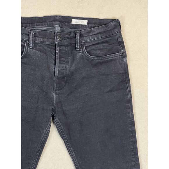 Allsaints Jeans Mens 32 Black Crow‎ Cigarette Skinny Stretch Designer Slim Fit - Picture 3 of 14